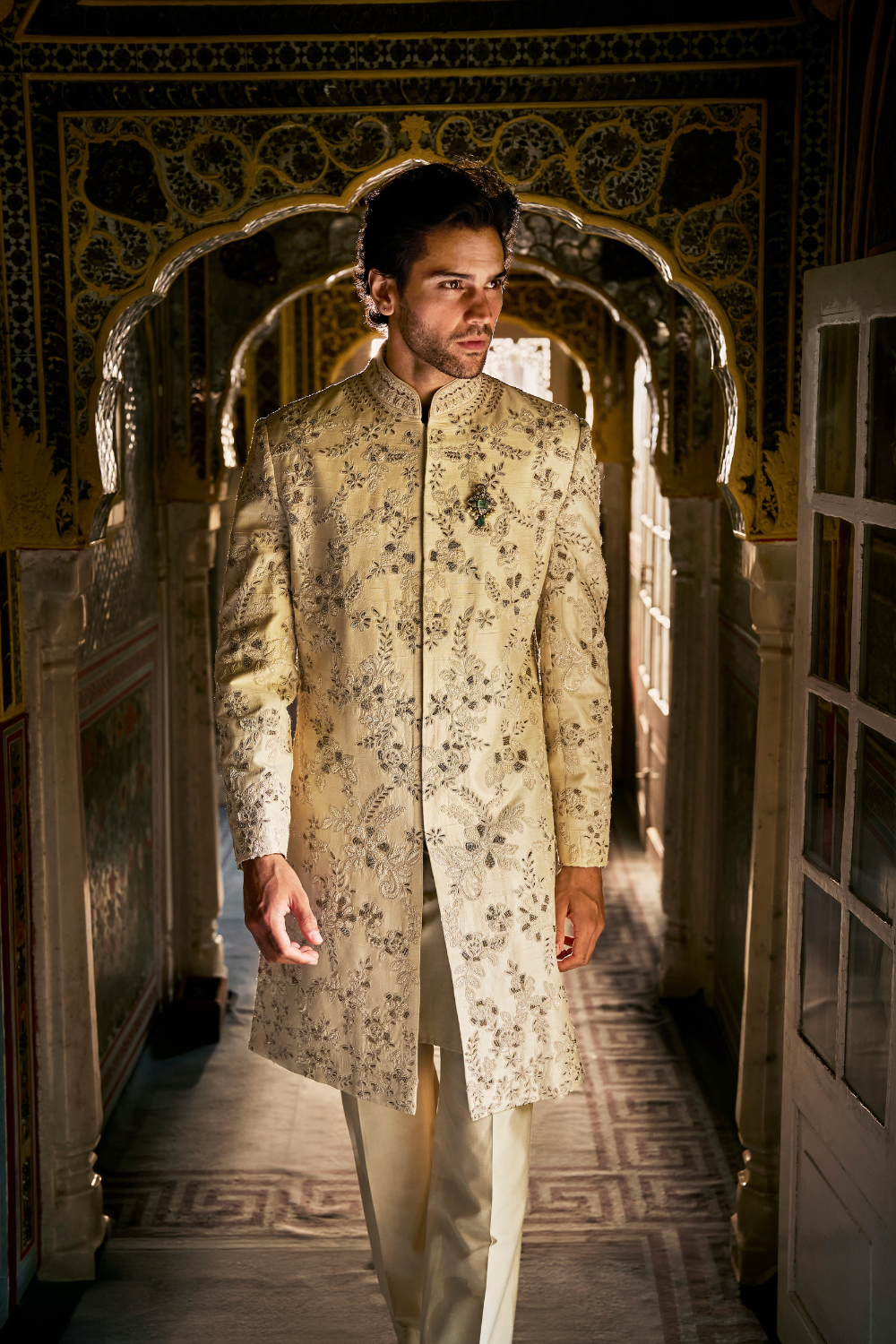Ivory Gold Sherwani Set
