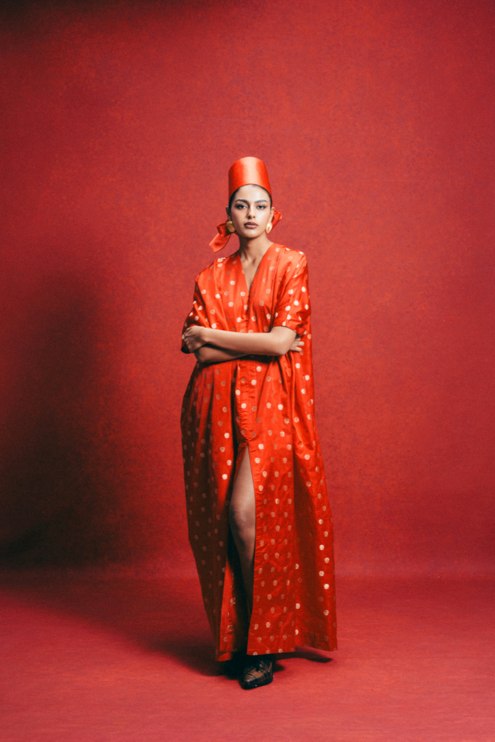 Handwoven Red Banarasi Kaftan