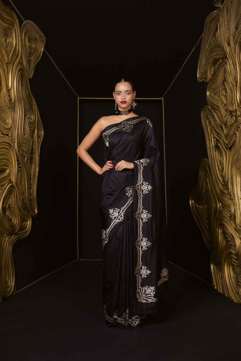 Goth Bride Saree Black
