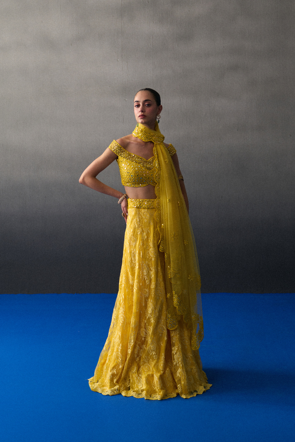 Yellow Mehendi Lehenga Set