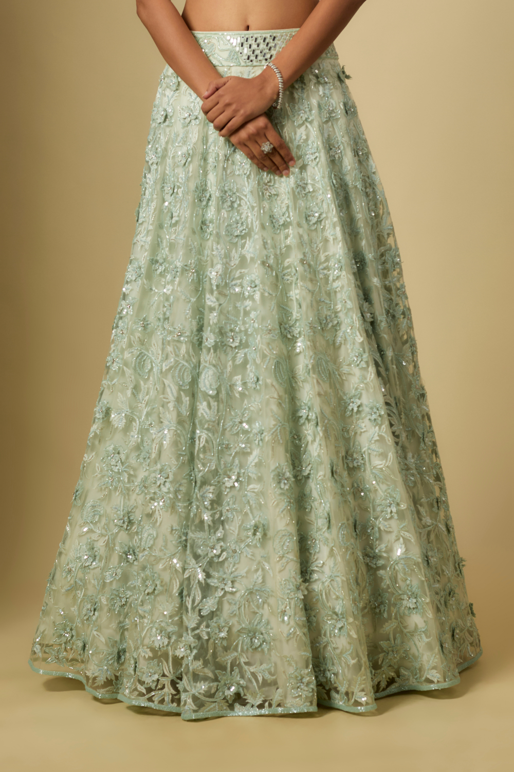 Zinger Full Embroidered lehenga paired with blouse and dupatta