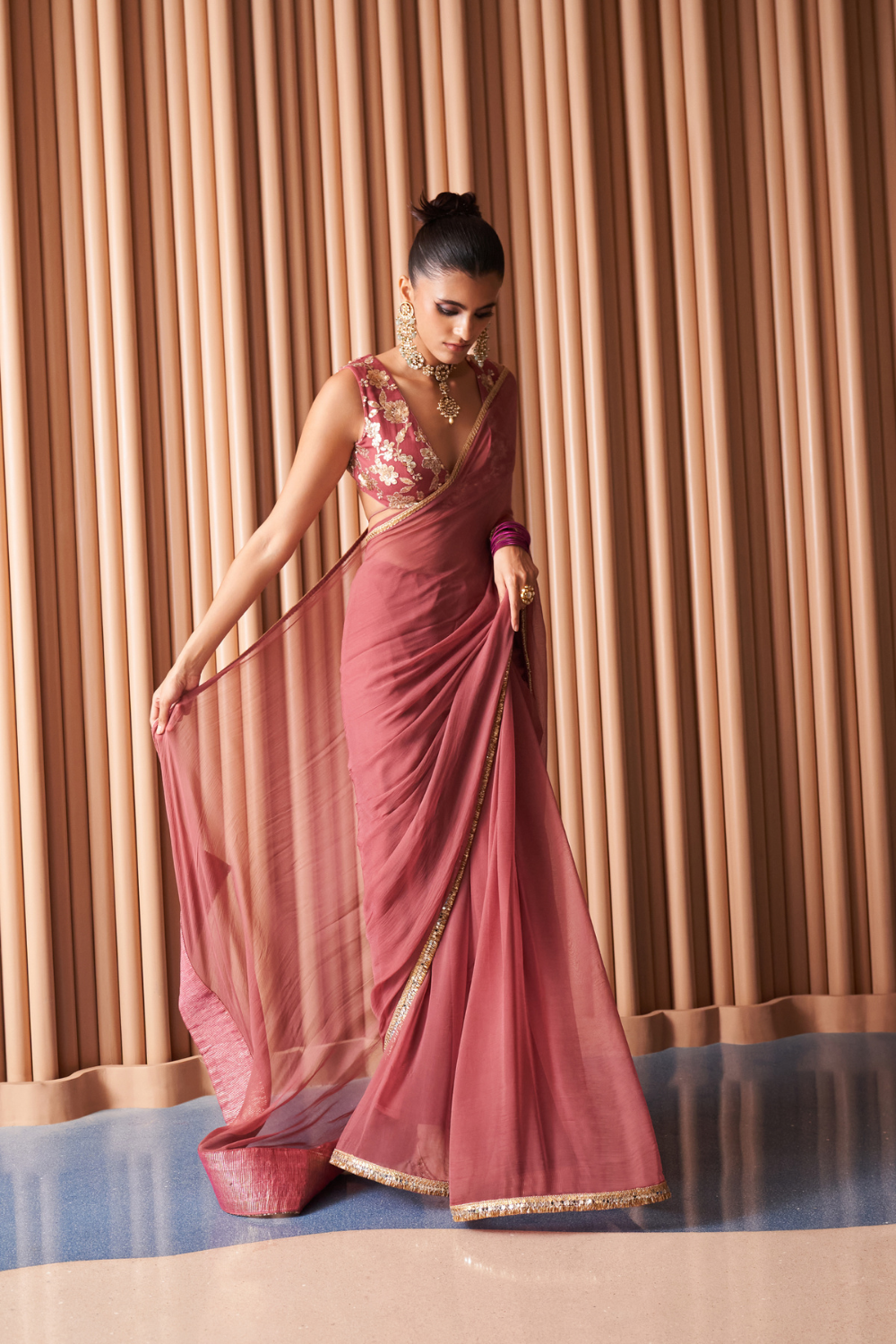 Rust Clarie 6 Yards Saree