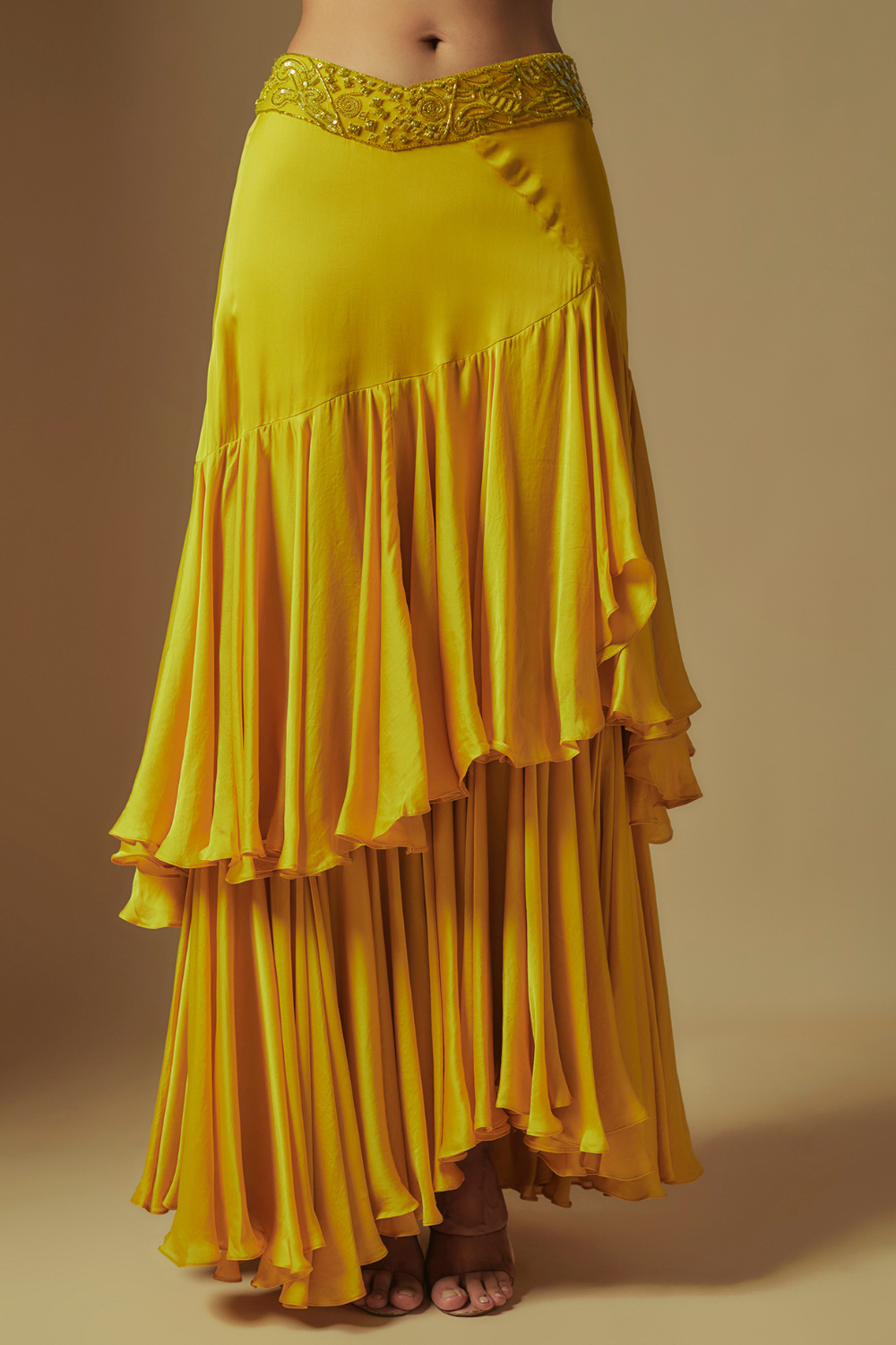 Umble Hand Emb Blouse and  Jacket  Paired With Drape skirt