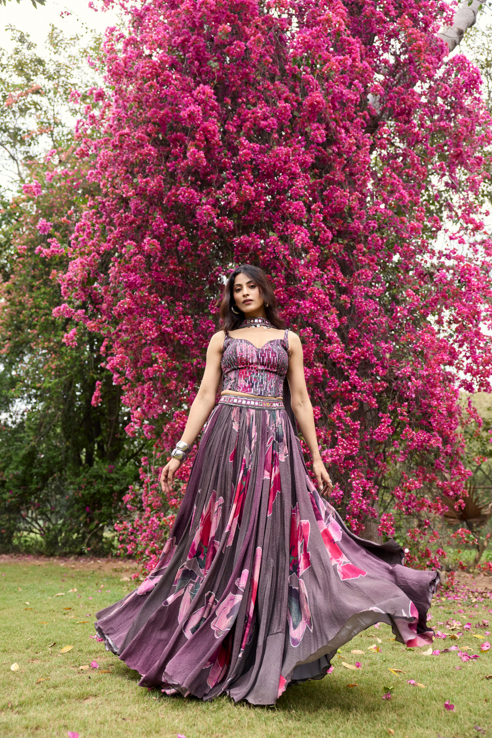 PLUMICIOUS PINK FLORAL LEHENGA SET