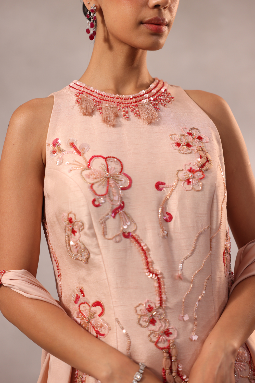 Powder Pink Embroidered Sharara Set of 3