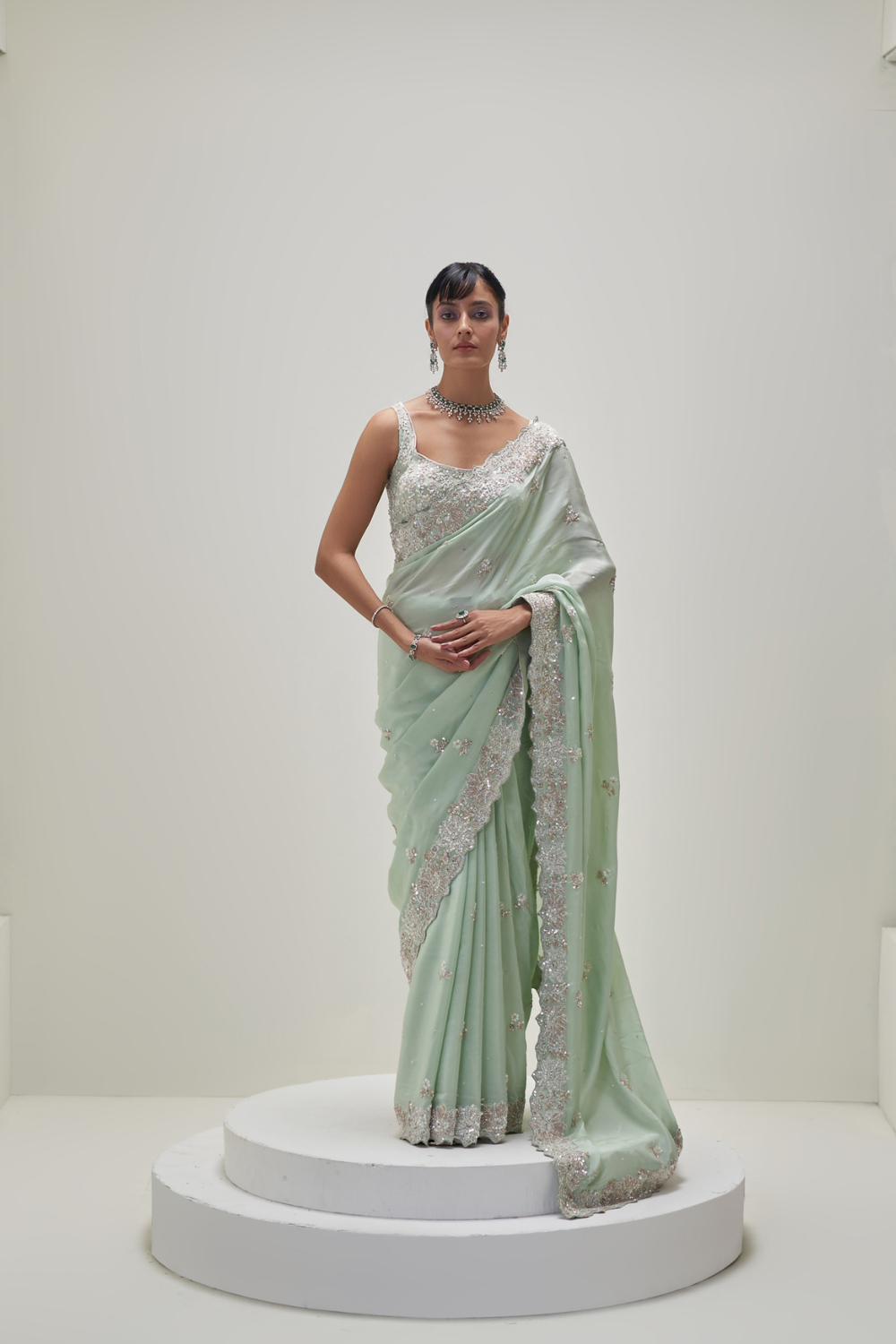 Bloom Mint Saree Set