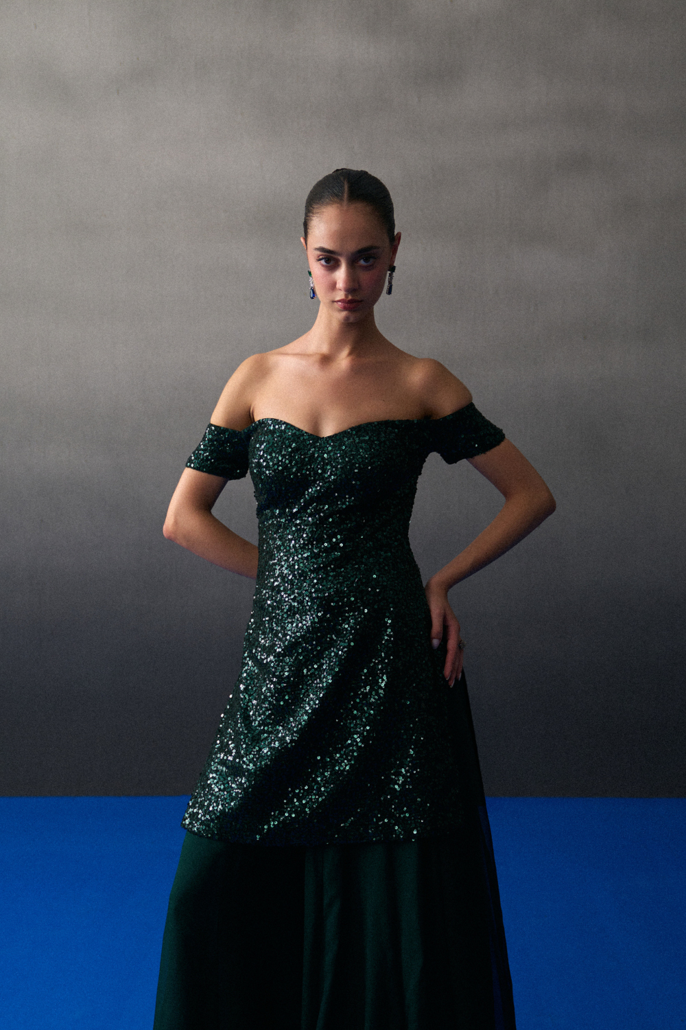 Green Sequins Sharara Set