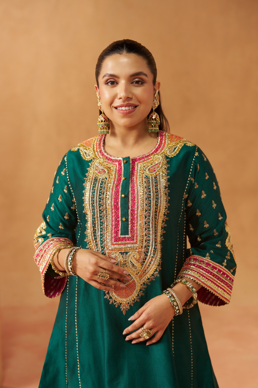 Riva Emerald Green Chauga With Salwar