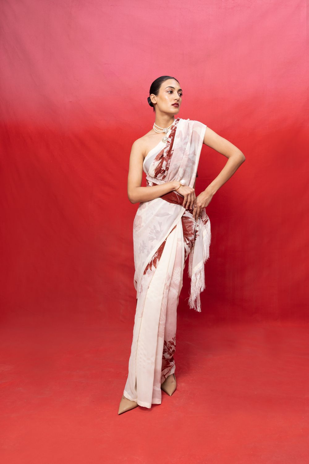 Handwoven Wine Kora Banarasi Saree