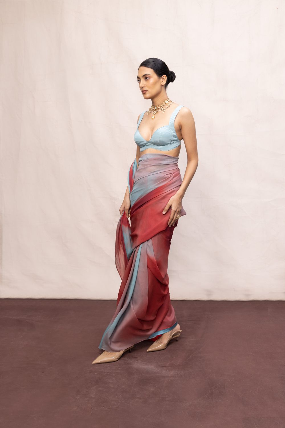 Multicolour Chiffon Digital Print Saree