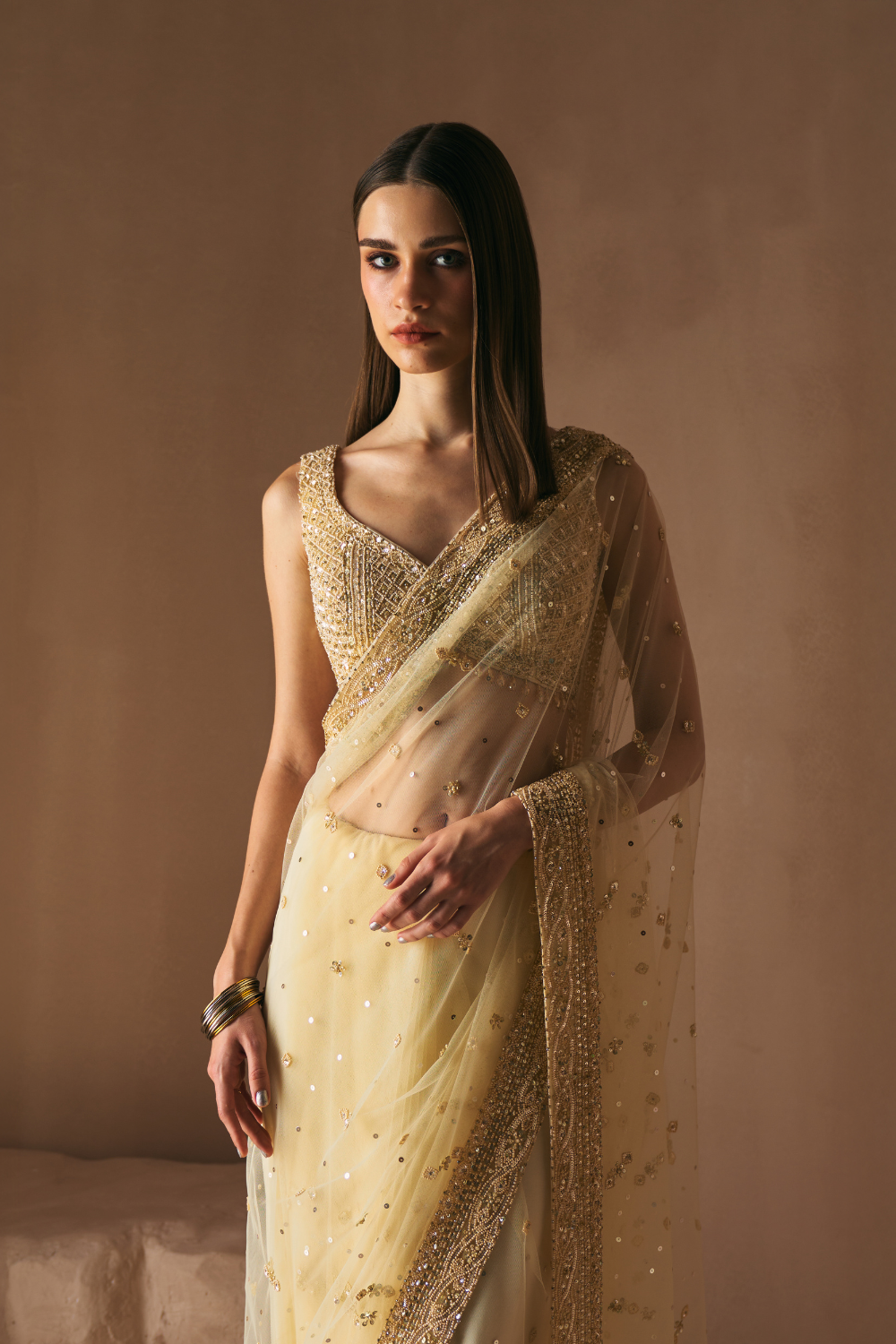 Golden Blush Saree Set
