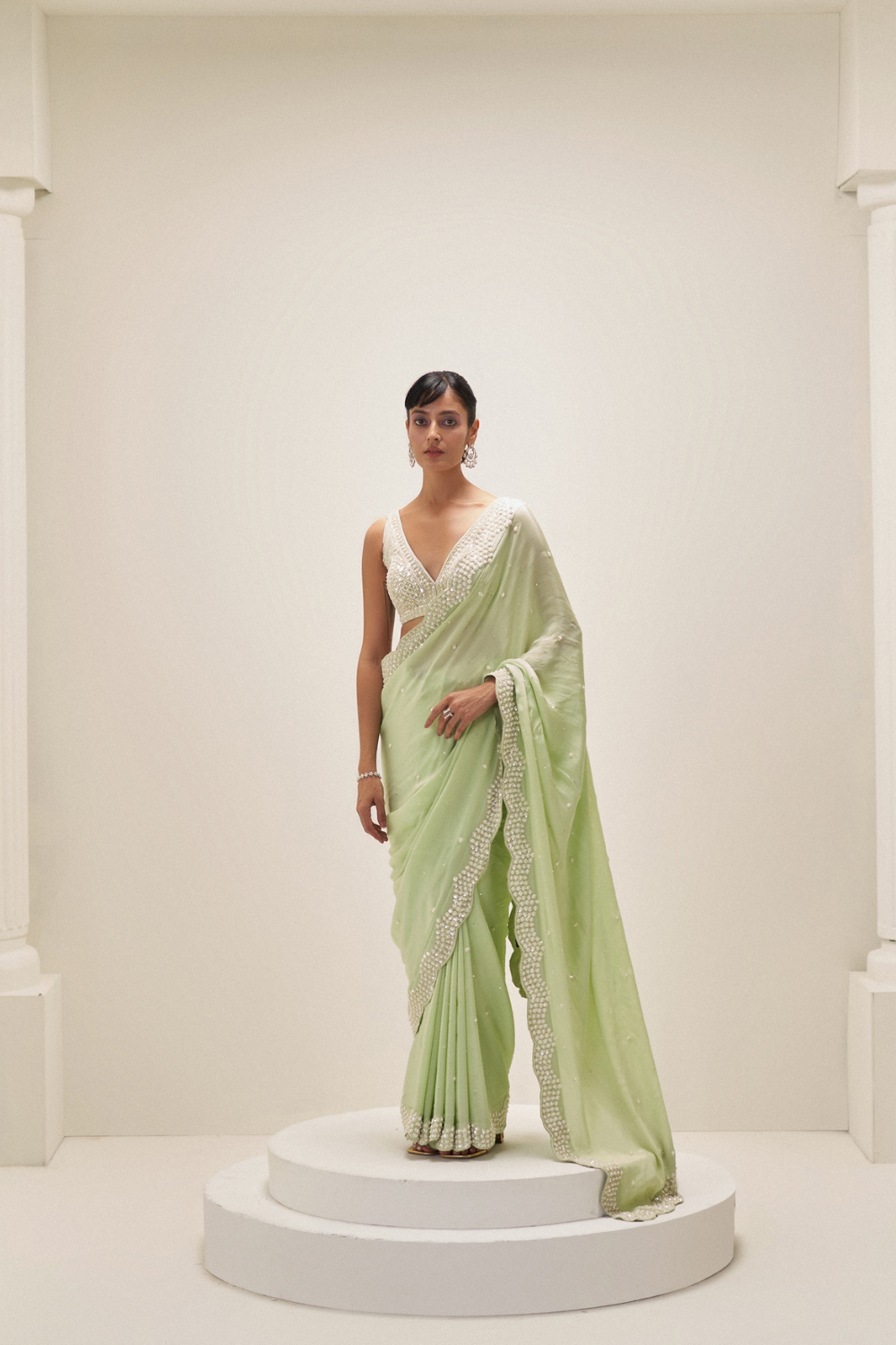 Pearl Pistacho Saree Set