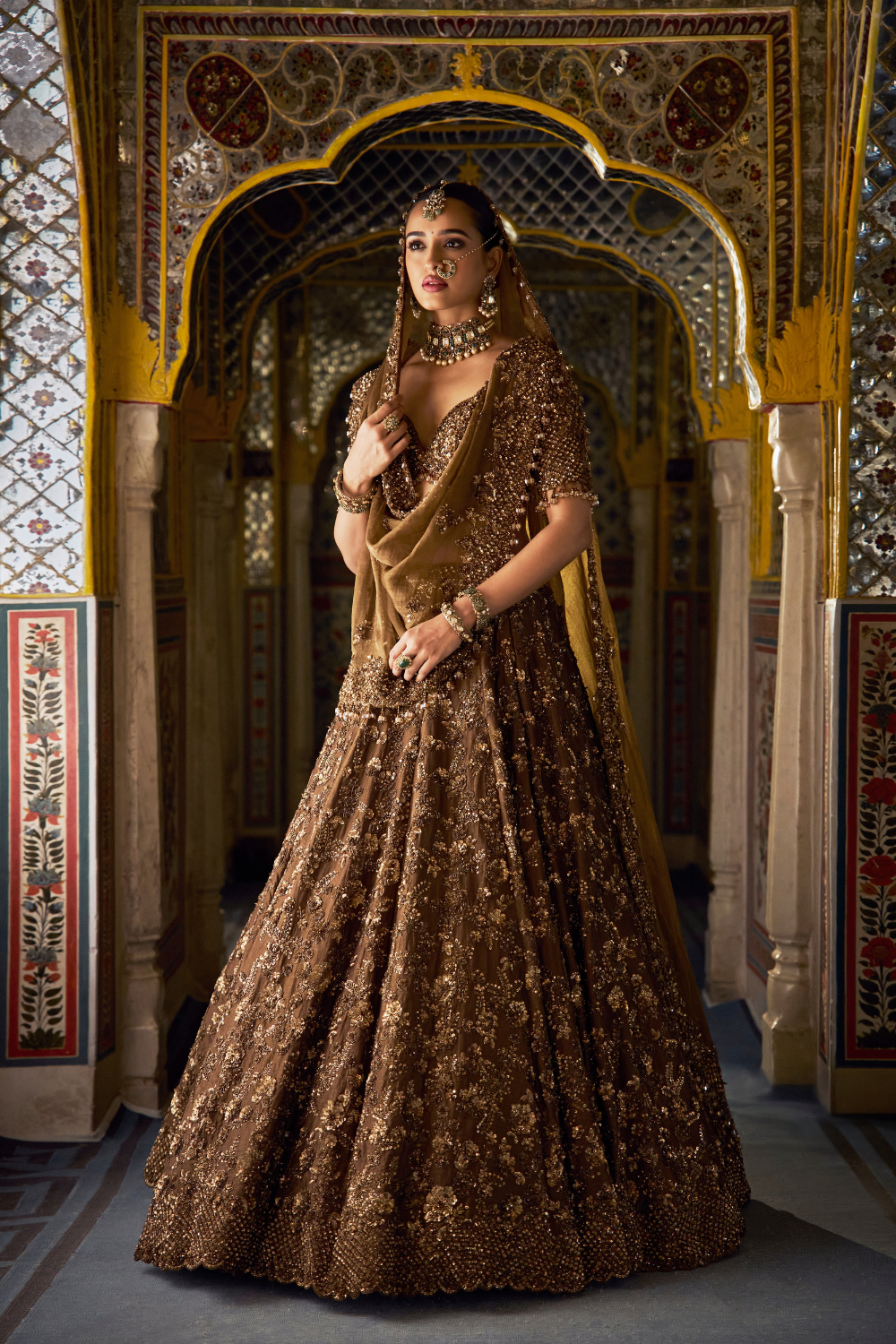 Bronze Tissue Lehenga Set