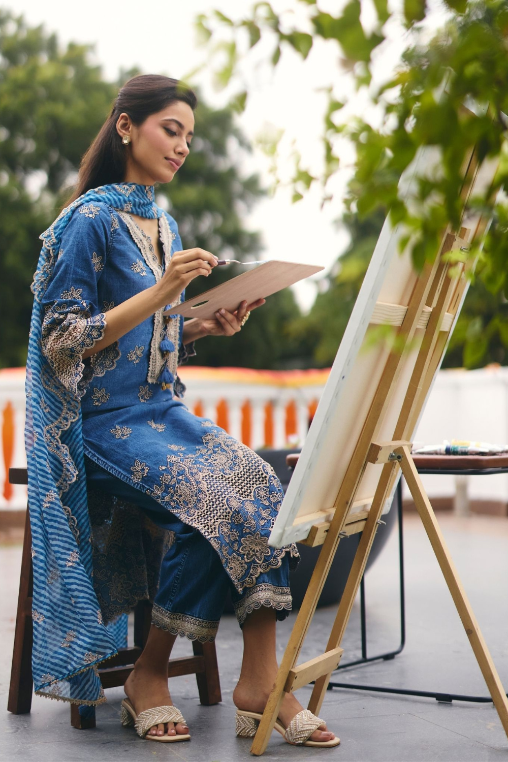Luri Denim Kurta Set