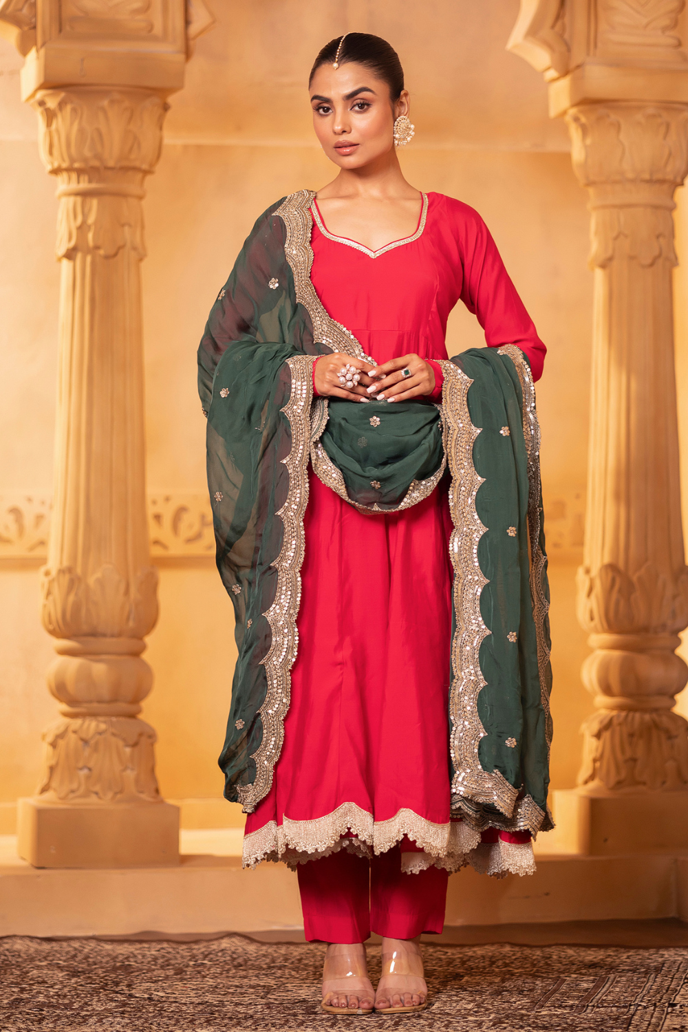 Pink Modal Silk Anarkali Set