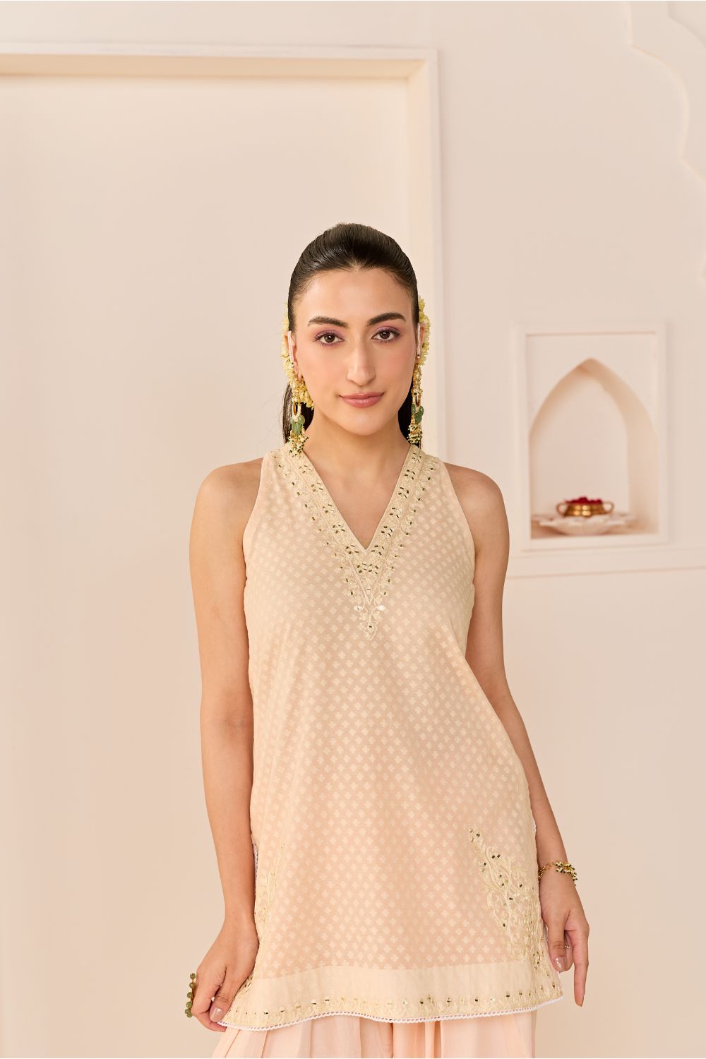 MIRAL - CARNATION PINK SHORT KURTA WITH FARSI SALWAR AND DUPATTA