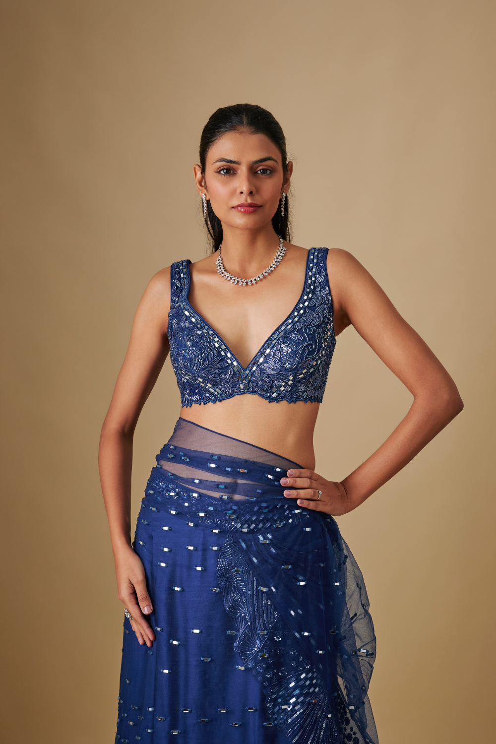 Oceana- E.B Drape saree with zentangle blouse