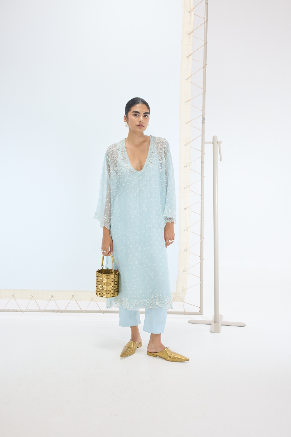 The Lily Kurta Set in Aqua Green