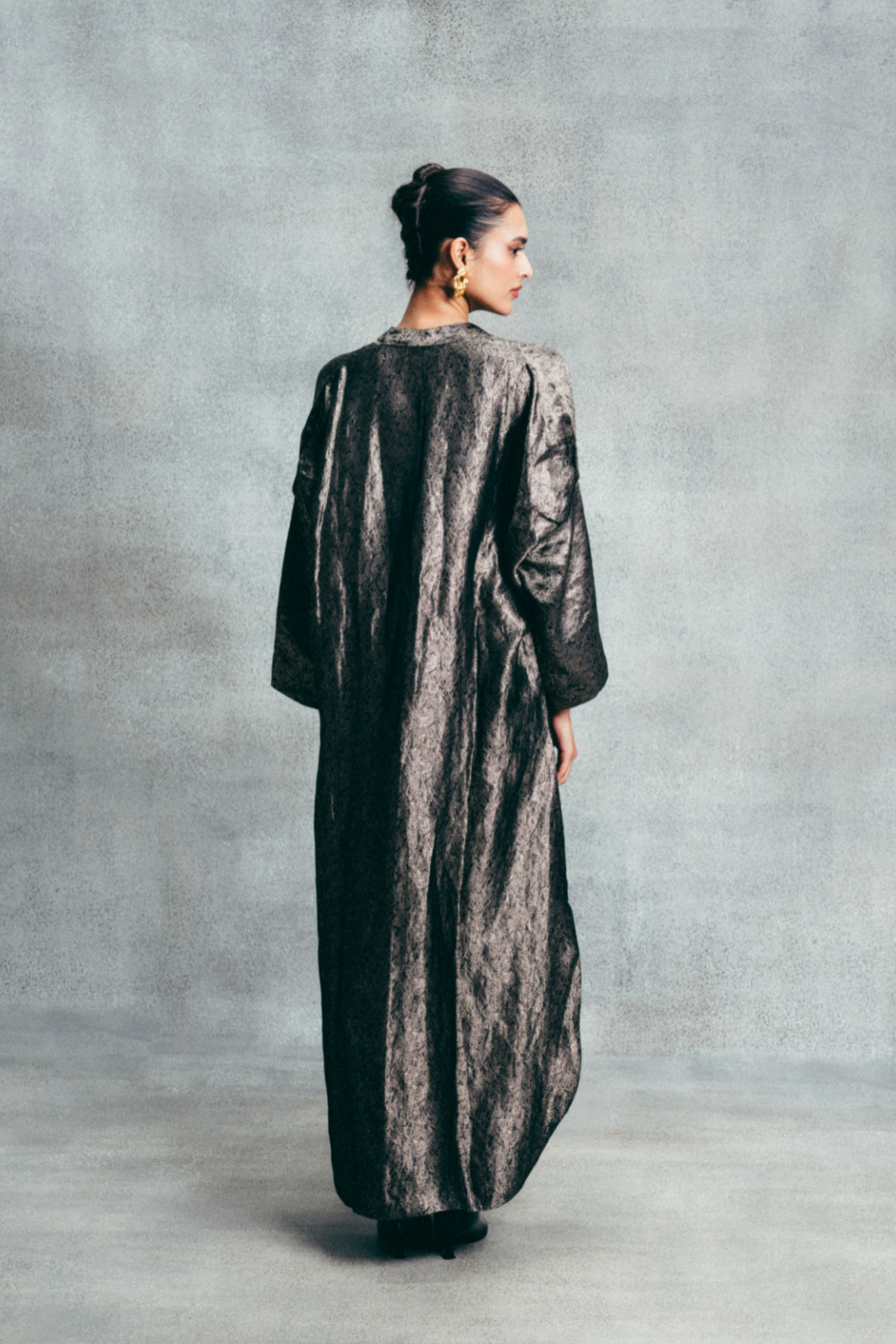 Handwoven Tar Black Banarasi Kaftan