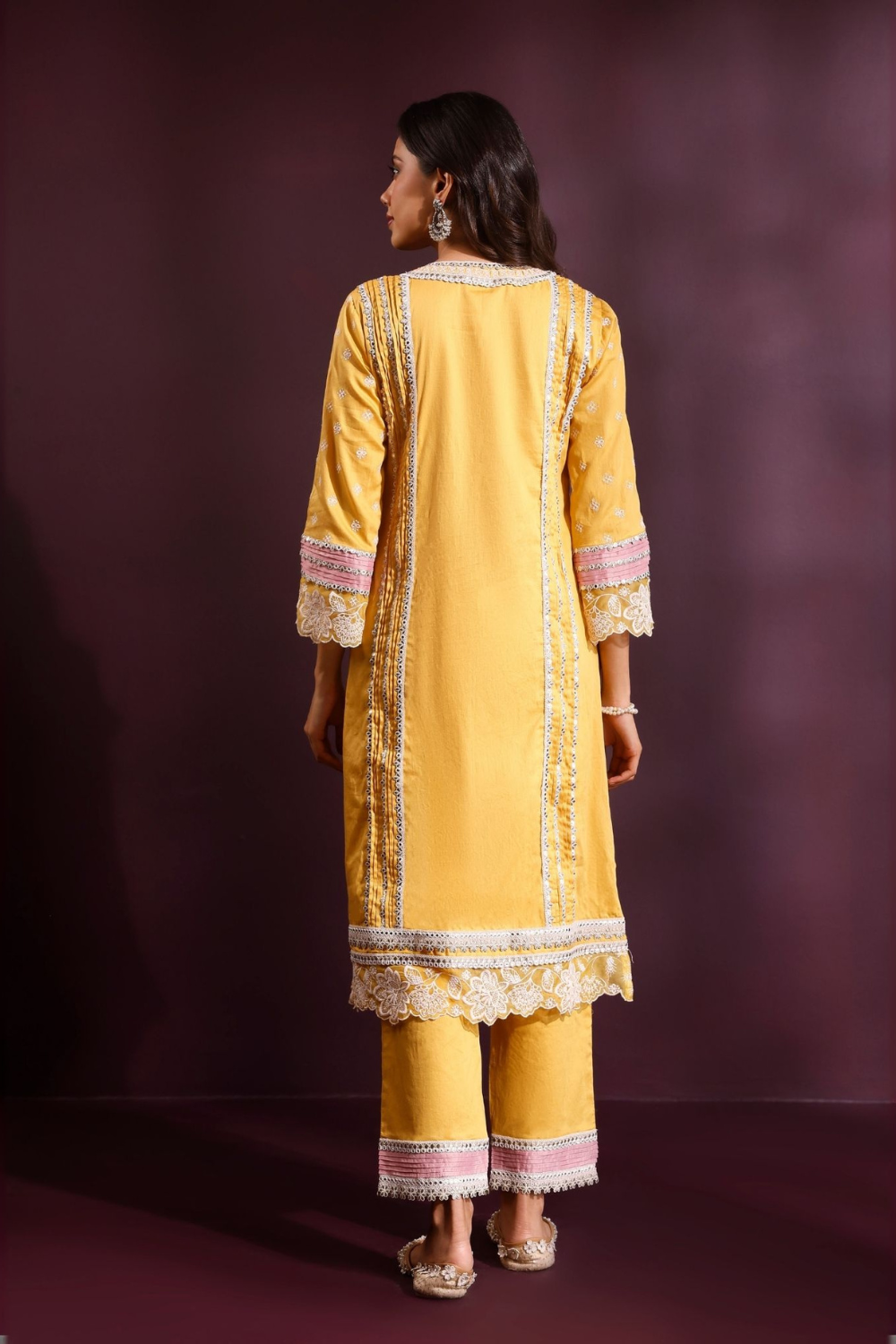 Pira Pima Satin Mustard Kurta Set