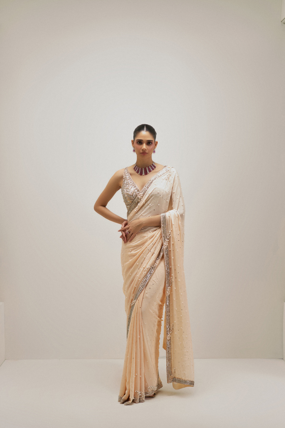 Champagne Stardust Saree Set