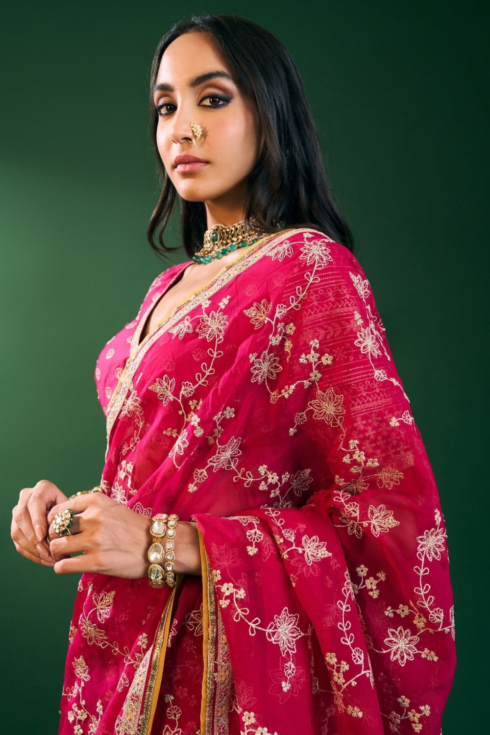 Kavya Organza Fuschia Saree