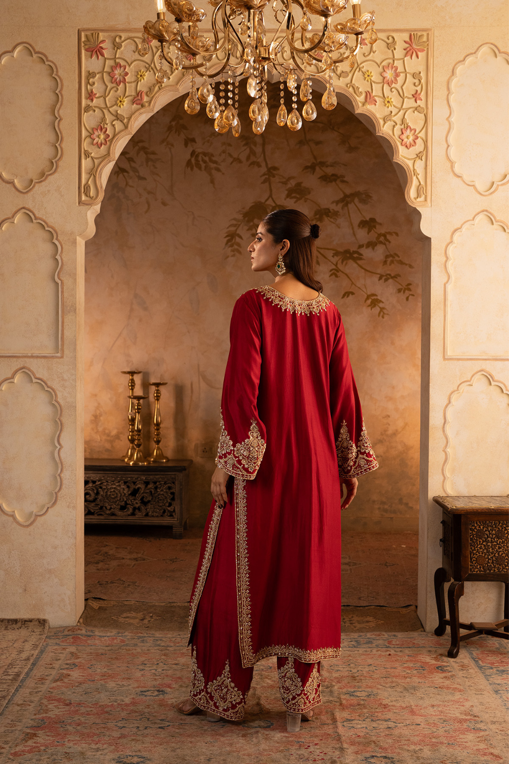 Maroon Silk Suit Set