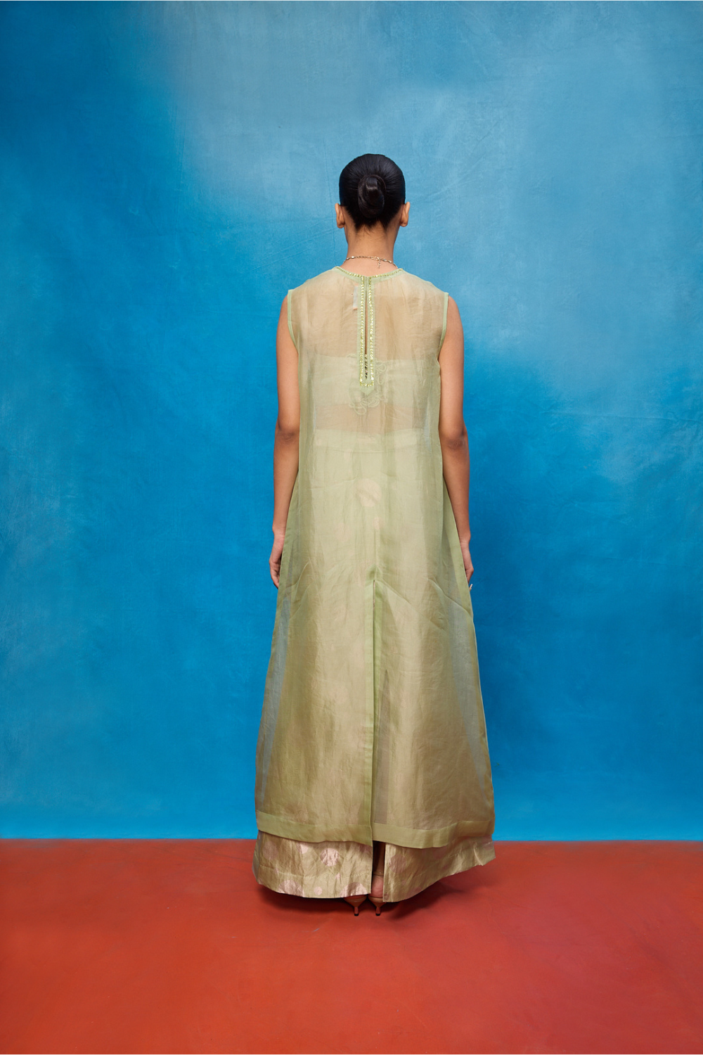 Handwoven Pistachio Green Silk Banarasi Suit Set