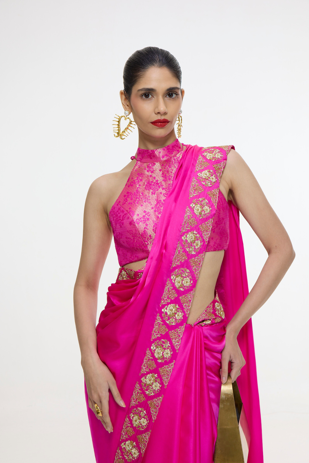 Handwoven Pink Mashroo Silk Saree with an Embroidered Border