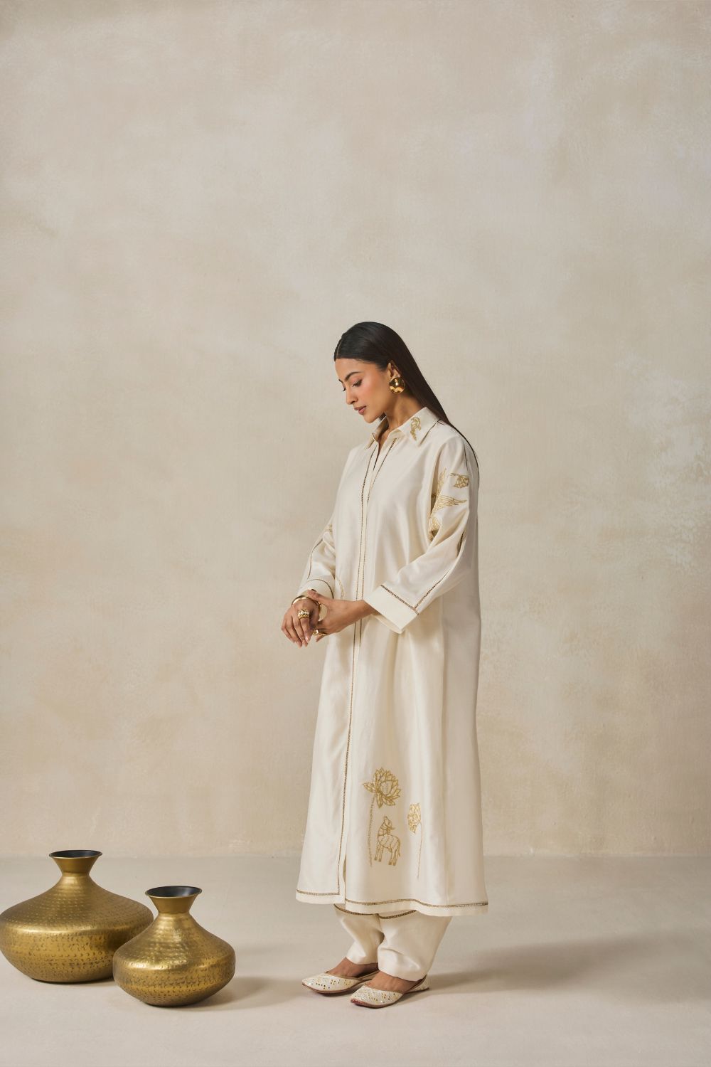 Chanderi Shirt Kurta With Salwar Set