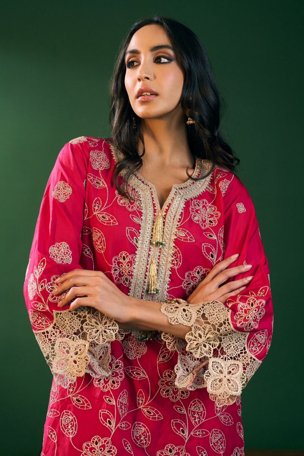 Arisha Supima Cotton Fuschia Kurta Set