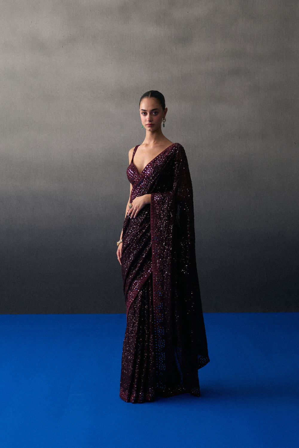 Crimson Sequins Saree
