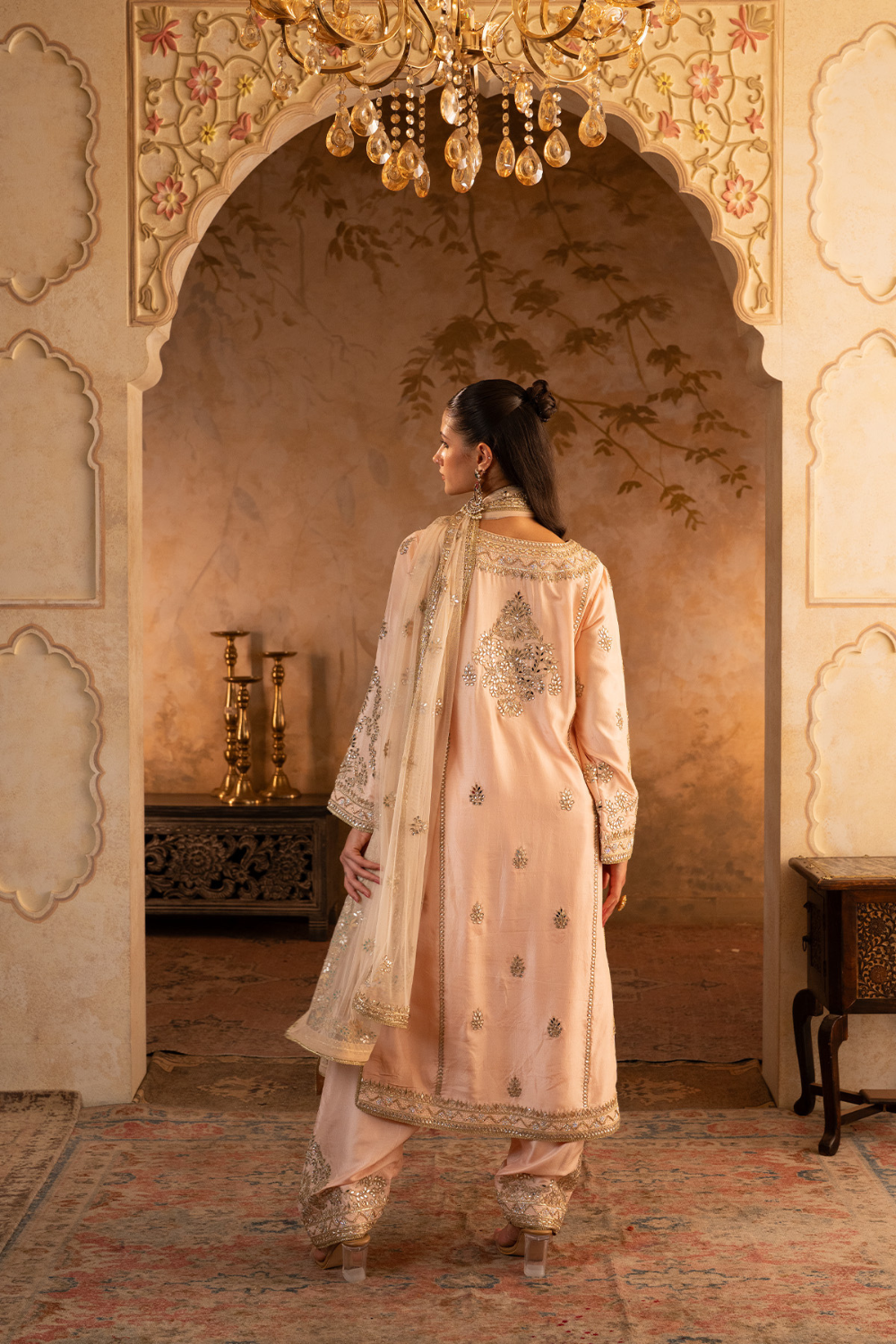 Peach Silk Suit Set
