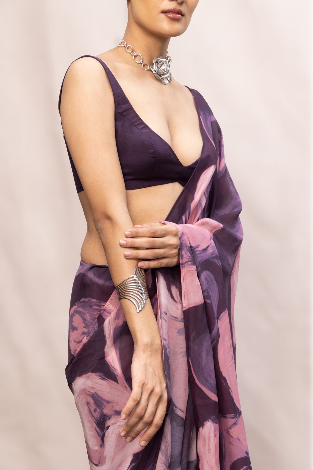 Multicolour Chiffon Digital Print Saree