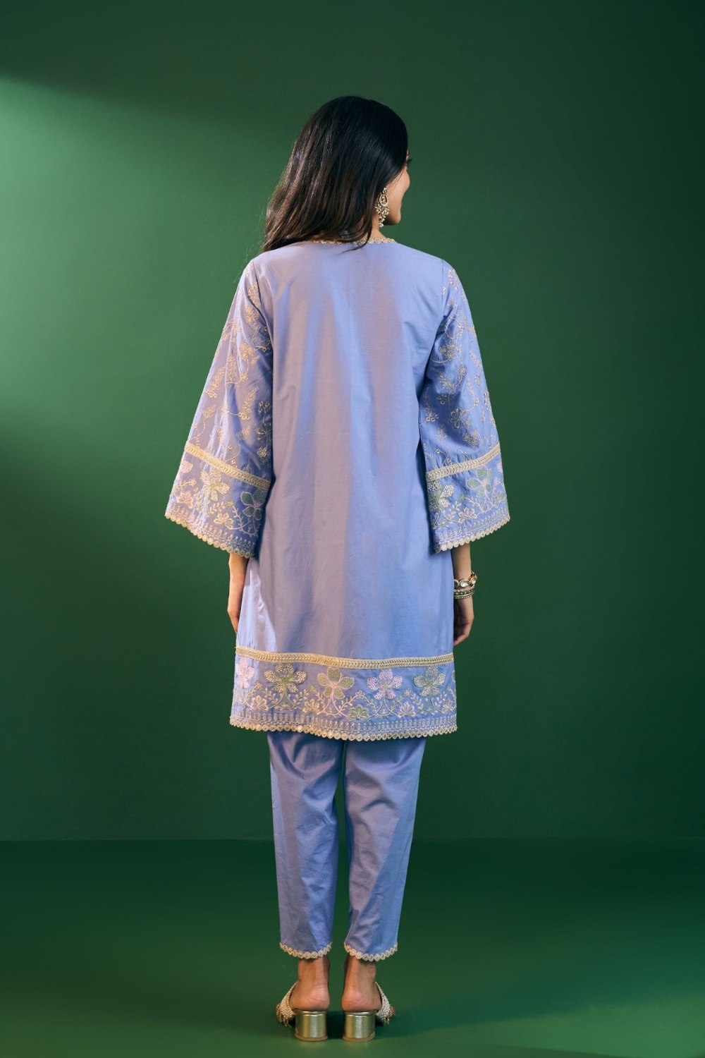 Rina Cotton Steel Blue Kurta with Steel Blue Dhoti Pant Set
