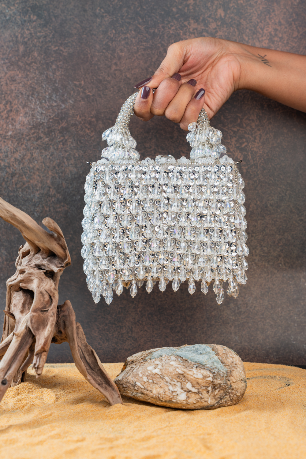 Chevron Crystal Kasse Silver
