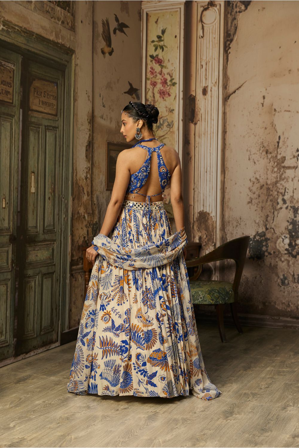 IVORY PRINTED AND HIGHLIGHTED LEHENGA SET
