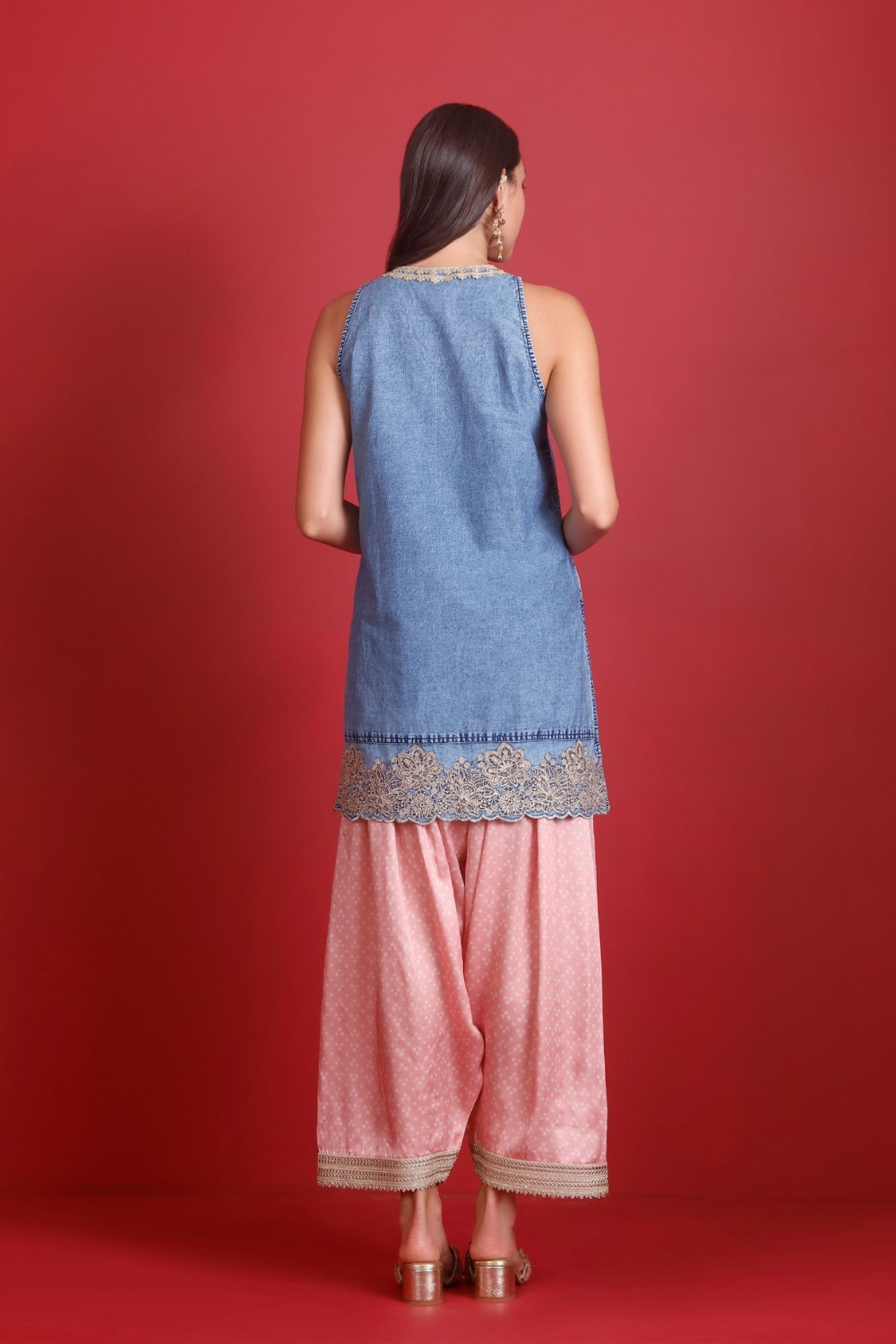 Nira Cupro Denim Kurta Set