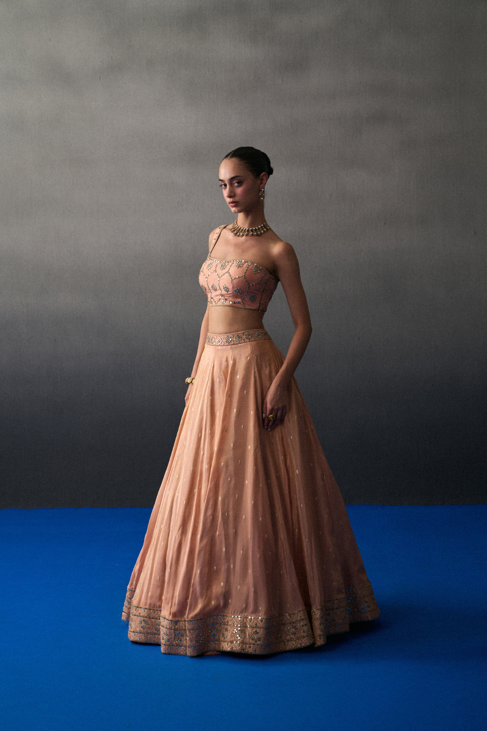 Peach Benarasi Festive Lehenga