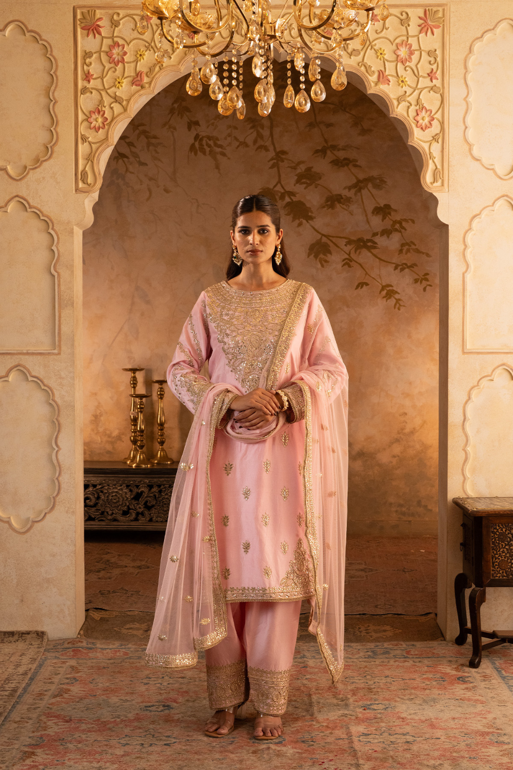 Blush Pink Silk Suit Set