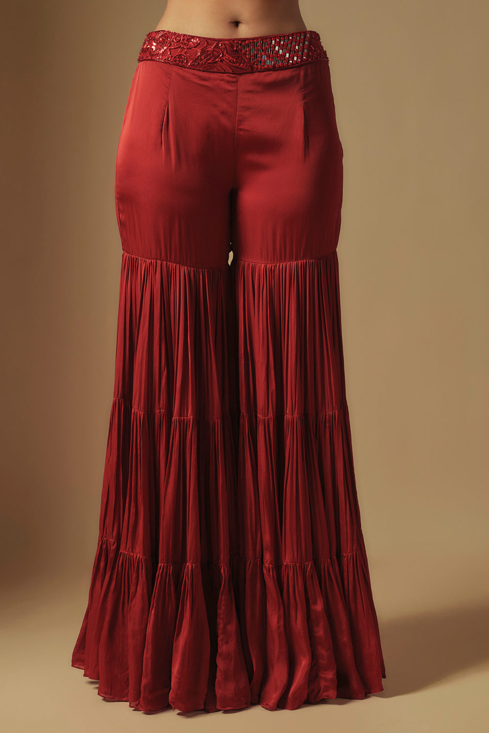 Pepper Hand Emb Blouse and Long cape  Paired With Sharara