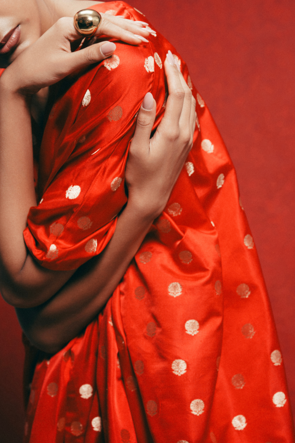 Handwoven Red Banarasi Kaftan