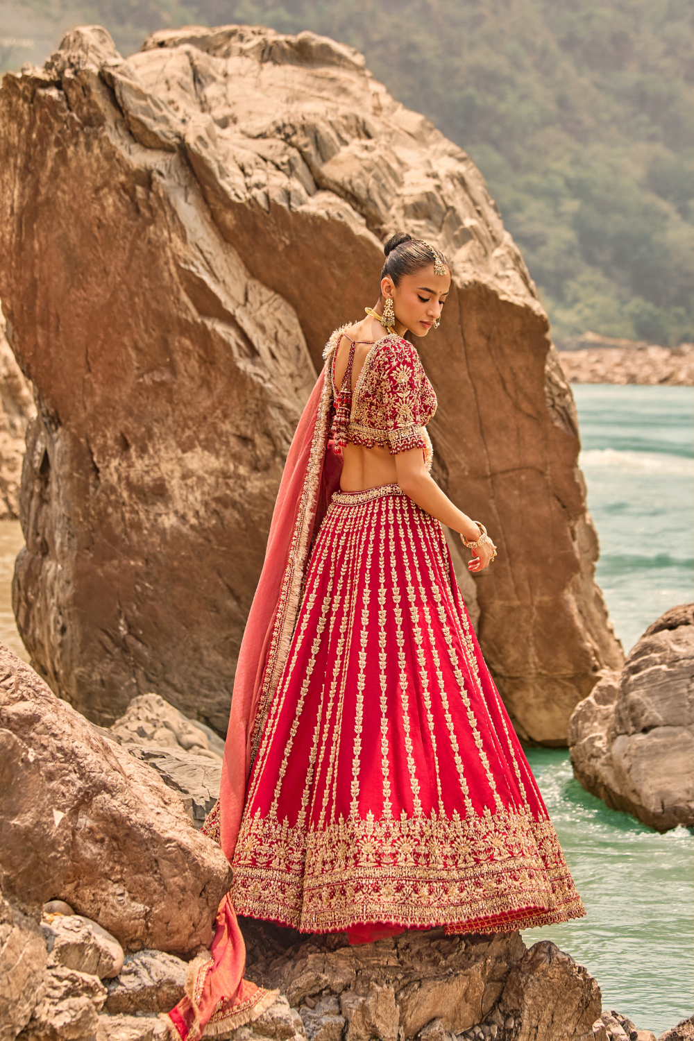CRIMSON ANTIQUE ZARDOZI LEHENGA