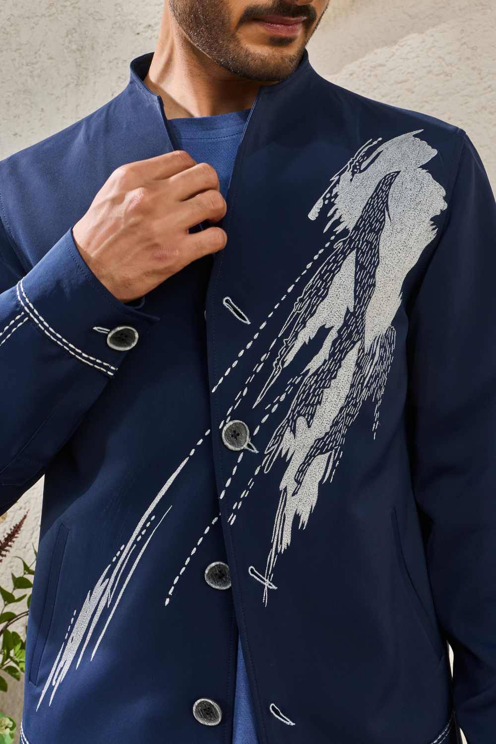 Navy Paint Strokes Shacket Set