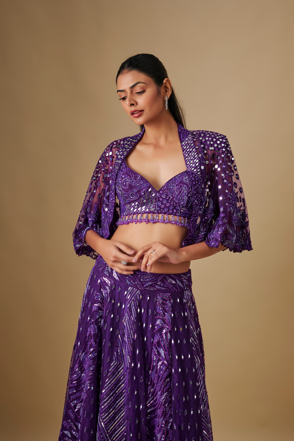 Sprinkle- Purple lehenga blouse and dupatta