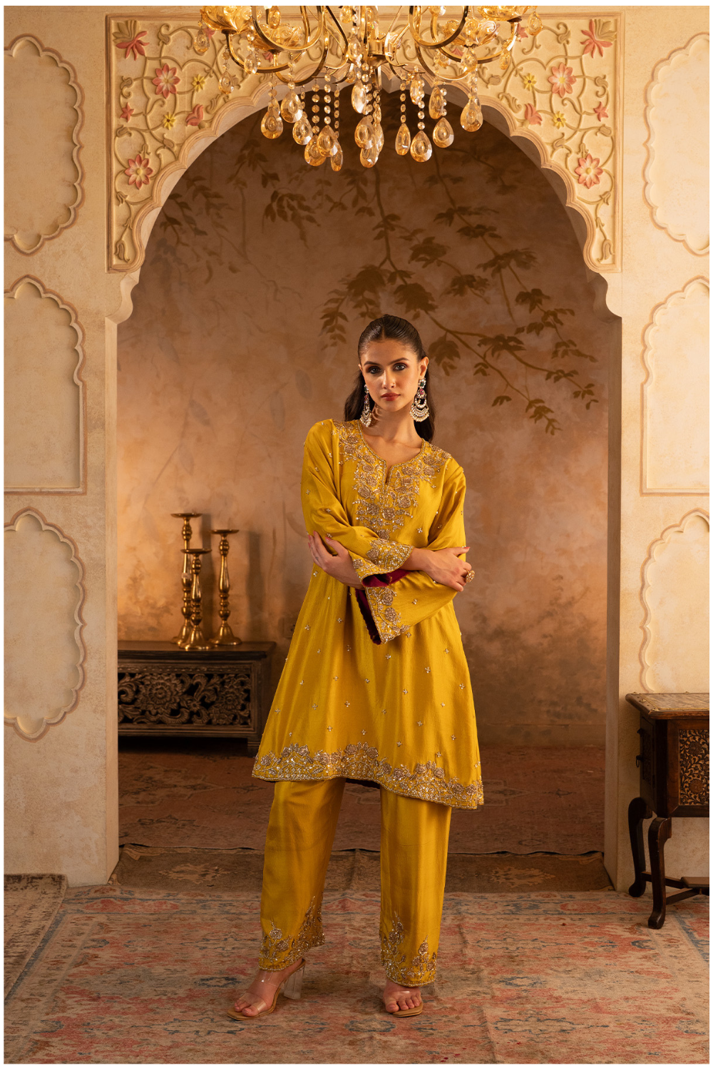 Mustard Silk Suit Set
