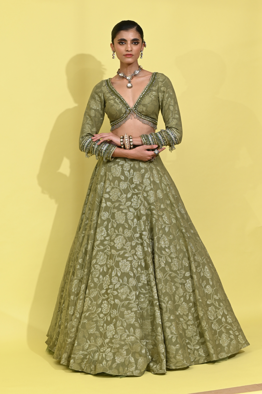 Olive Glam Lehanga