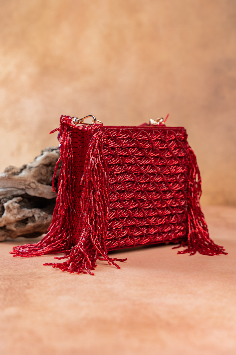 Weave Fringe Kasse Maroon