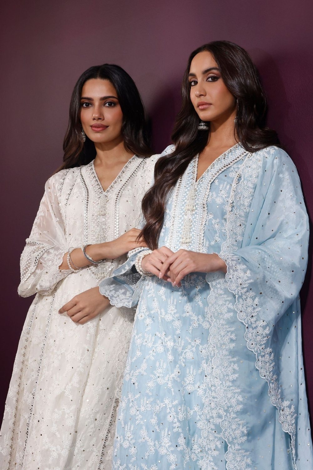 Rupa Organza Blue Anarkali Kurta with Pima Satin Blue Pant Set