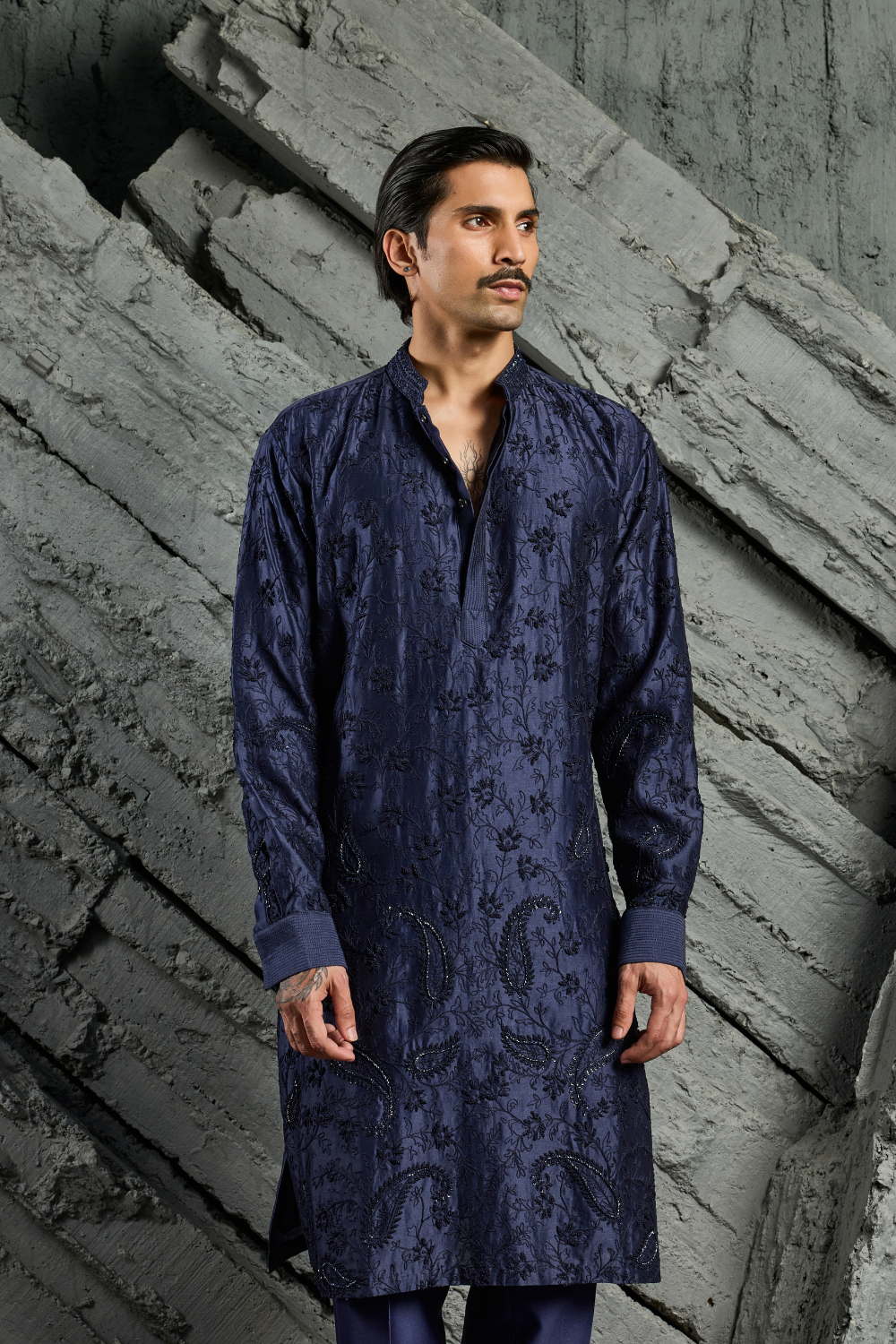 Azure Blossom Embroidered Kurta Set
